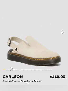 Dr. Martens Carlson Suede Slingback Mules in Cream